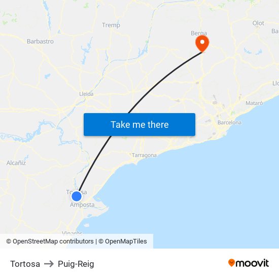 Tortosa to Puig-Reig map
