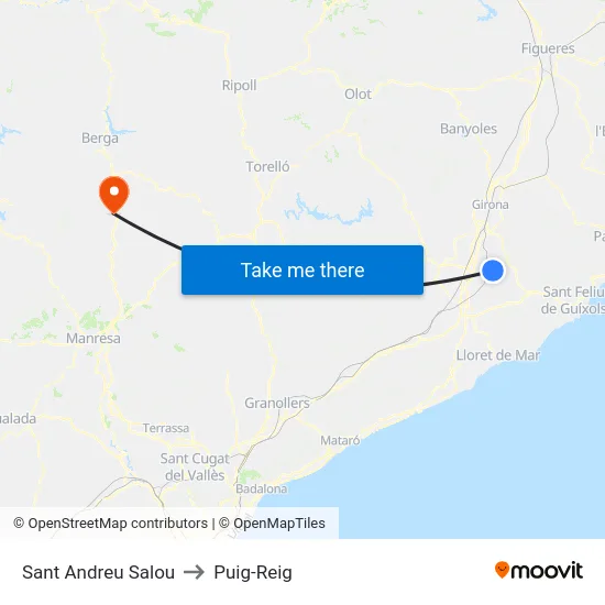 Sant Andreu Salou to Puig-Reig map