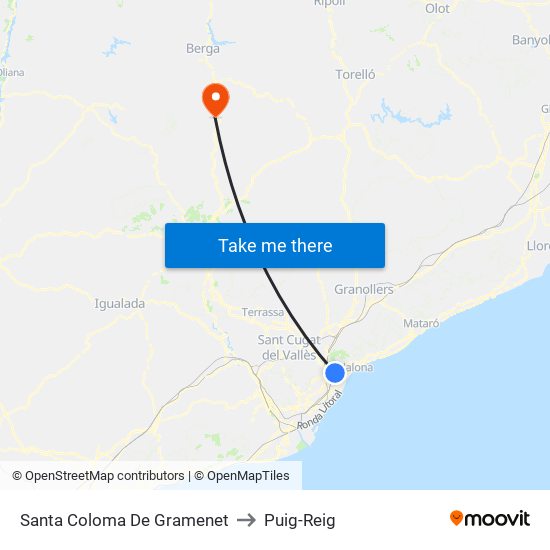 Santa Coloma De Gramenet to Puig-Reig map