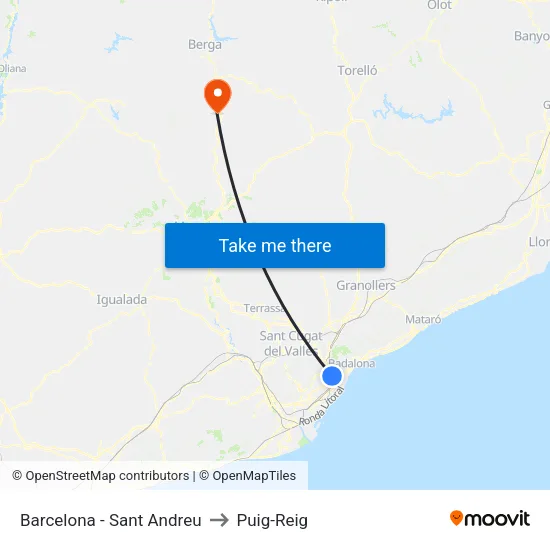 Barcelona - Sant Andreu to Puig-Reig map