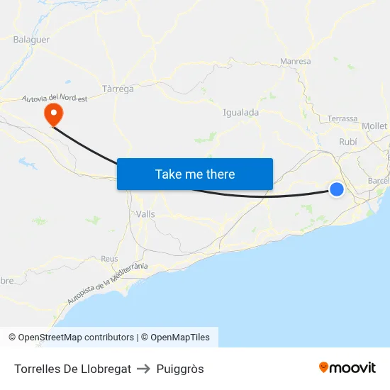 Torrelles De Llobregat to Puiggròs map