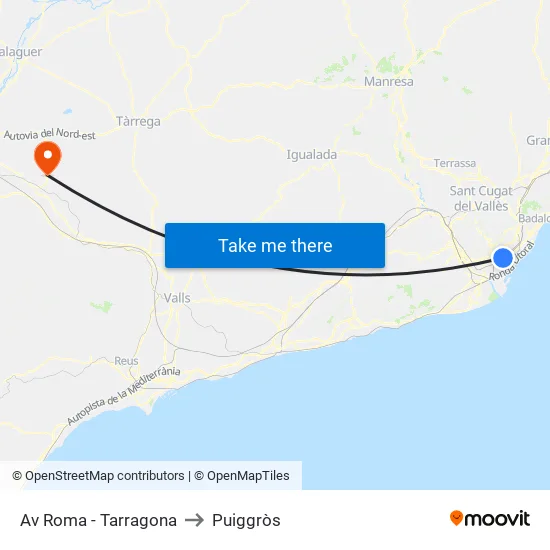 Av Roma - Tarragona to Puiggròs map