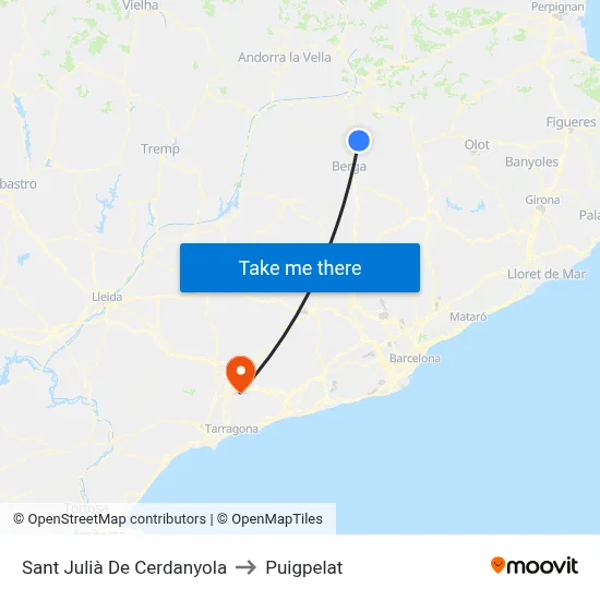 Sant Julià De Cerdanyola to Puigpelat map