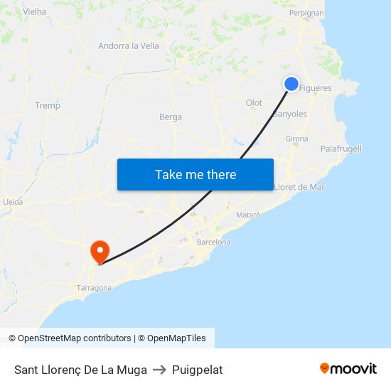Sant Llorenç De La Muga to Puigpelat map