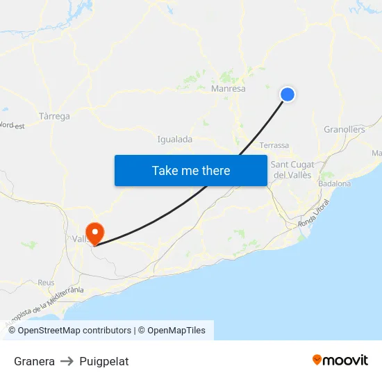 Granera to Puigpelat map