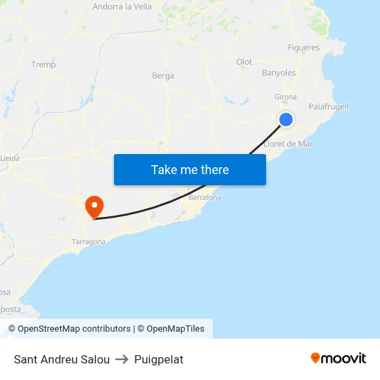 Sant Andreu Salou to Puigpelat map