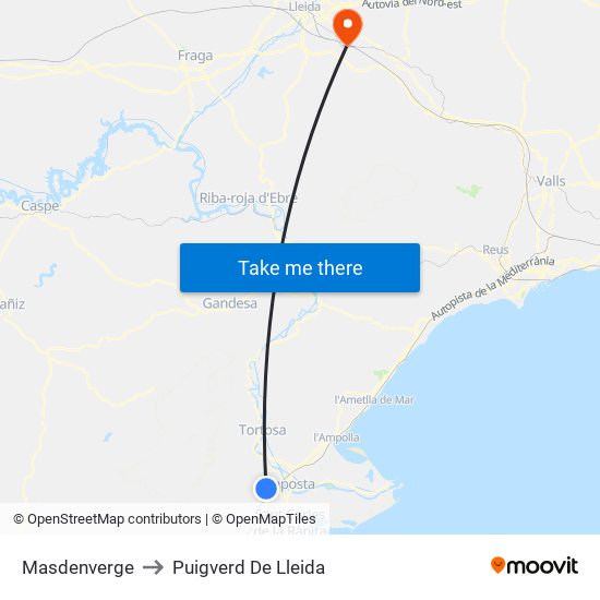 Masdenverge to Puigverd De Lleida map