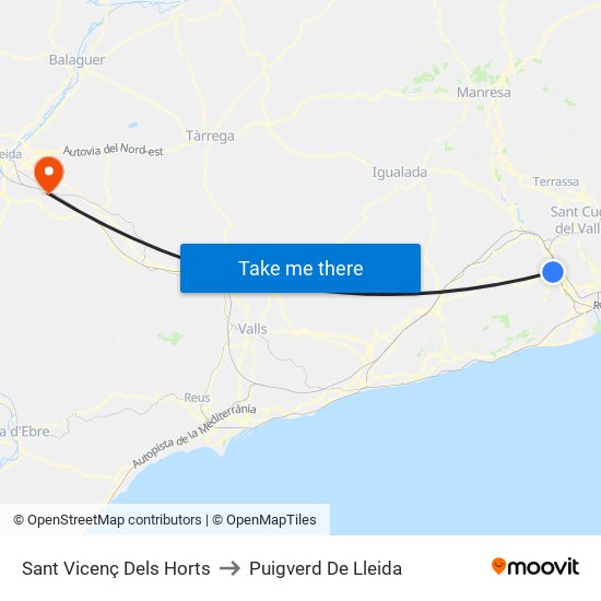Sant Vicenç Dels Horts to Puigverd De Lleida map