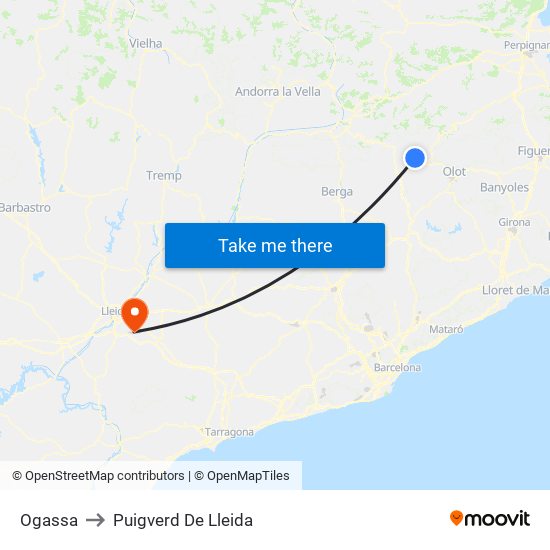 Ogassa to Puigverd De Lleida map