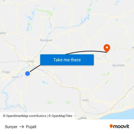 Sunyer to Pujalt map