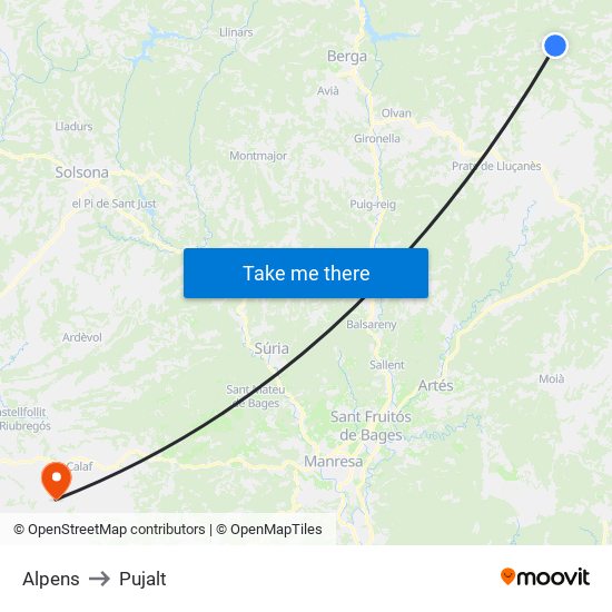 Alpens to Pujalt map