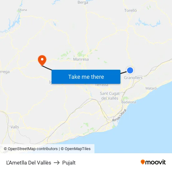 L'Ametlla Del Vallès to Pujalt map