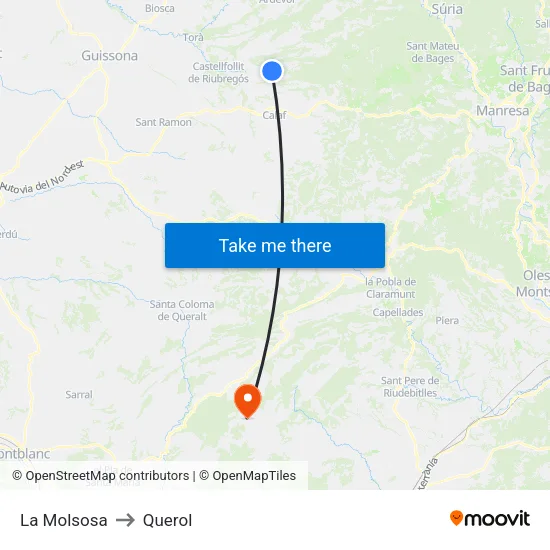 La Molsosa to Querol map