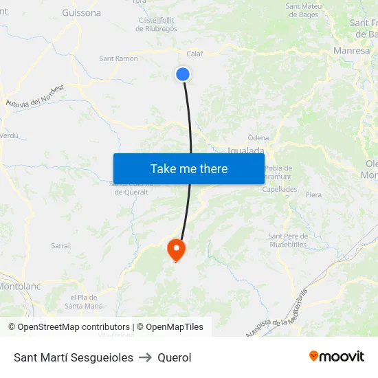 Sant Martí Sesgueioles to Querol map