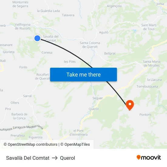 Savallà Del Comtat to Querol map