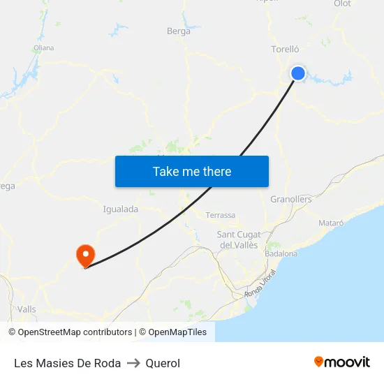 Les Masies De Roda to Querol map