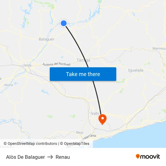 Alòs De Balaguer to Renau map