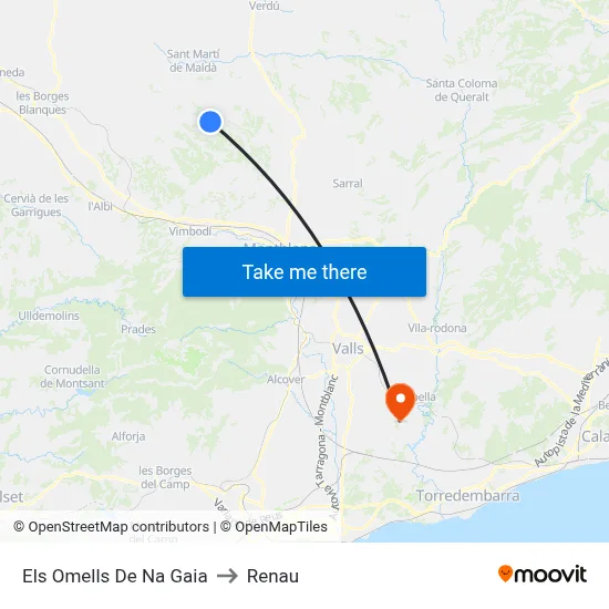 Els Omells De Na Gaia to Renau map