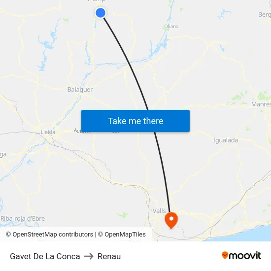 Gavet De La Conca to Renau map