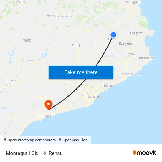Montagut I Oix to Renau map