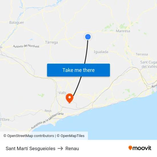 Sant Martí Sesgueioles to Renau map
