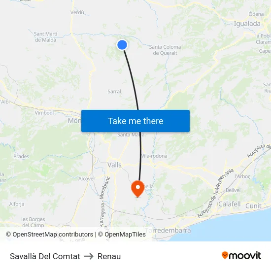 Savallà Del Comtat to Renau map