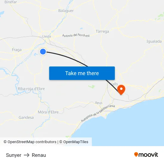Sunyer to Renau map