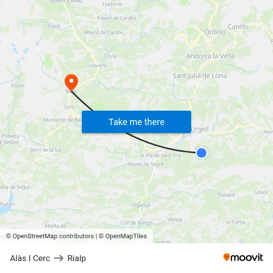 Alàs I Cerc to Rialp map