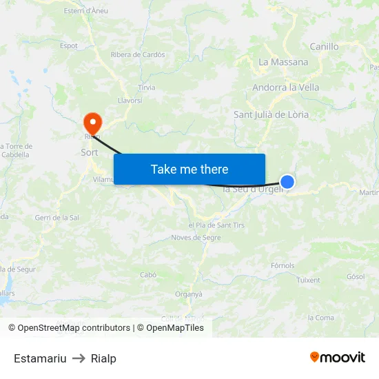 Estamariu to Rialp map