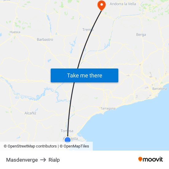 Masdenverge to Rialp map