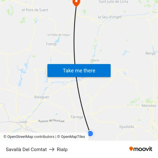 Savallà Del Comtat to Rialp map