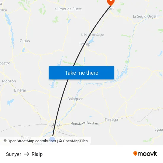 Sunyer to Rialp map