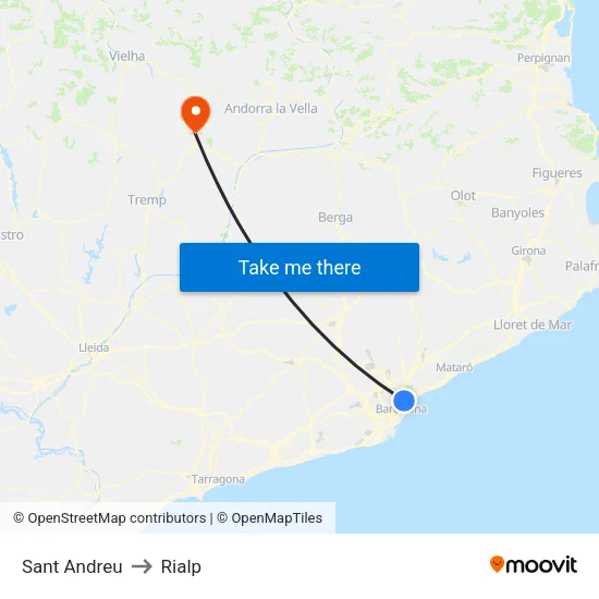 Sant Andreu to Rialp map