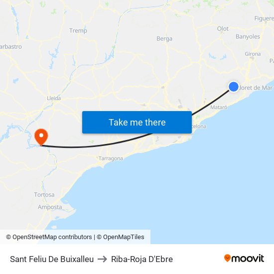 Sant Feliu De Buixalleu to Riba-Roja D'Ebre map