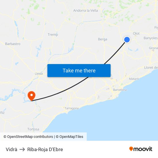 Vidrà to Riba-Roja D'Ebre map