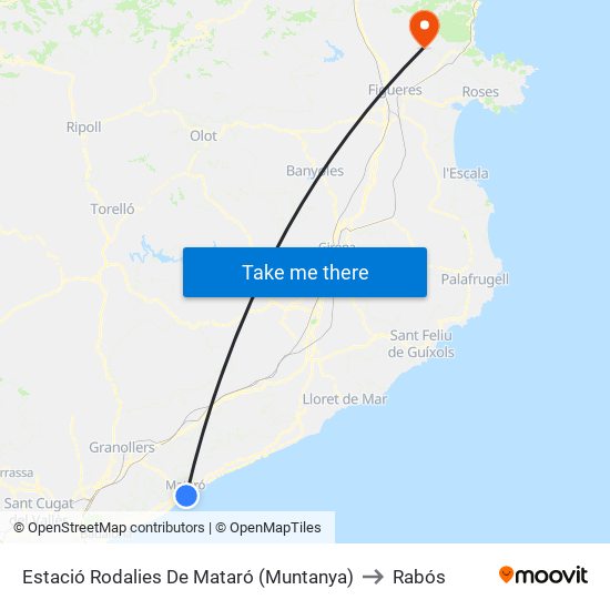 Estació Rodalies De Mataró (Muntanya) to Rabós map