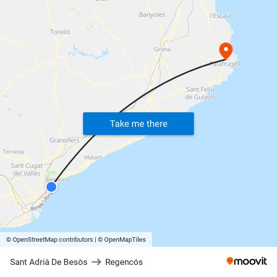 Sant Adrià De Besòs to Regencós map