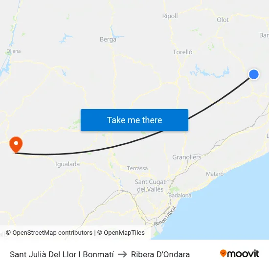 Sant Julià Del Llor I Bonmatí to Ribera D'Ondara map