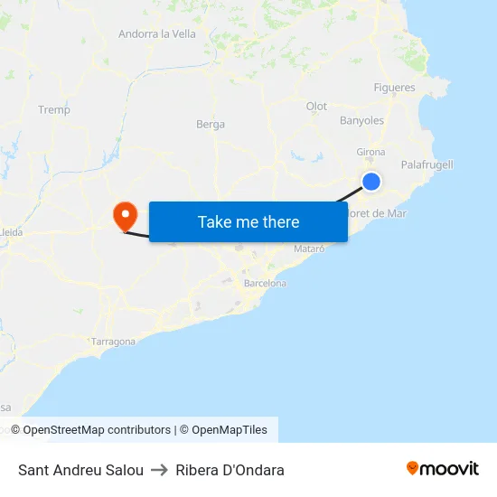 Sant Andreu Salou to Ribera D'Ondara map