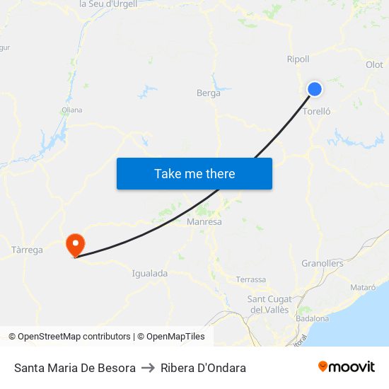 Santa Maria De Besora to Ribera D'Ondara map