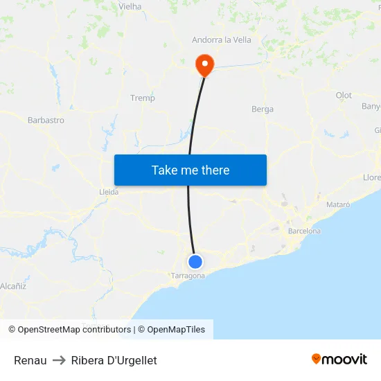 Renau to Ribera D'Urgellet map