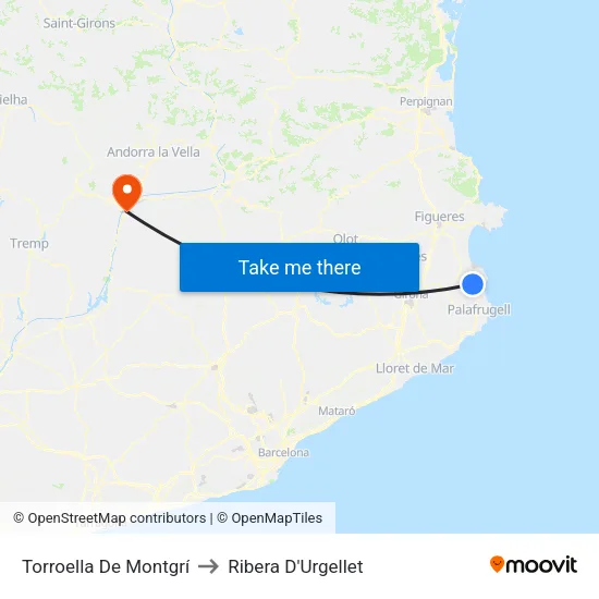 Torroella De Montgrí to Ribera D'Urgellet map