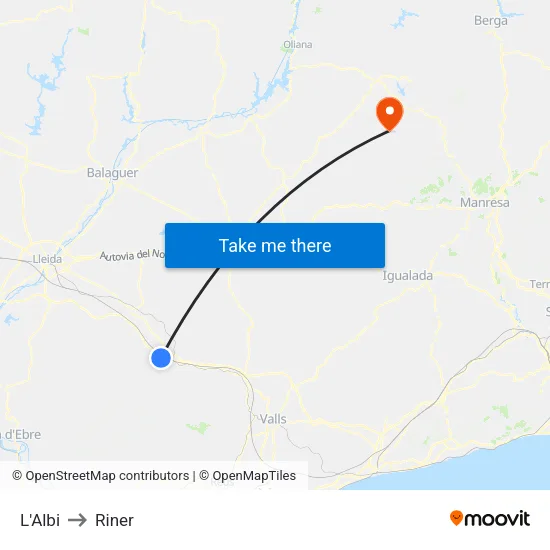 L'Albi to Riner map