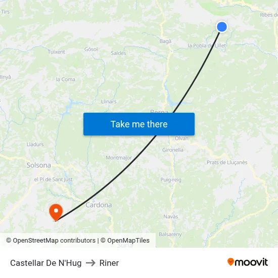 Castellar De N'Hug to Riner map