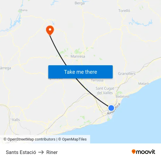 Sants Estació to Riner map