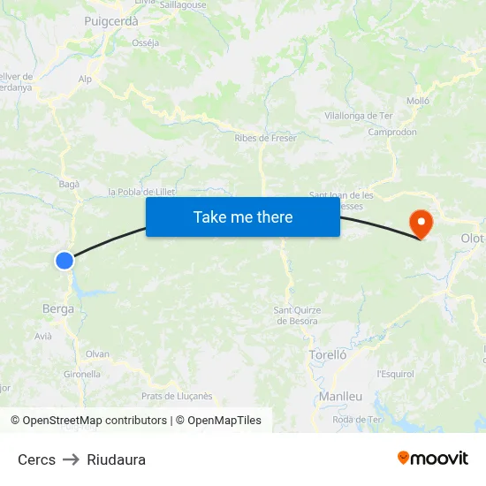 Cercs to Riudaura map