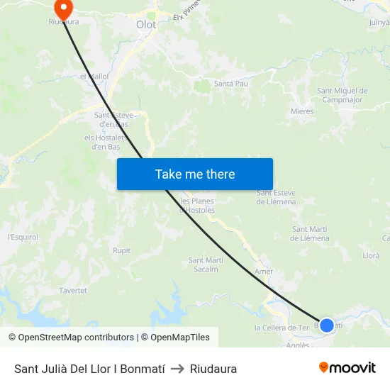 Sant Julià Del Llor I Bonmatí to Riudaura map