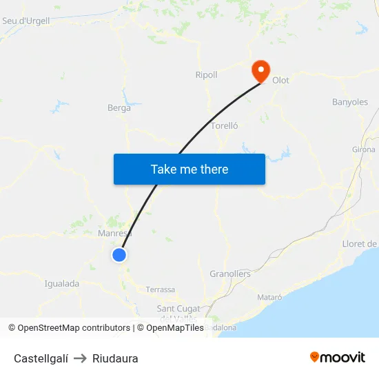 Castellgalí to Riudaura map