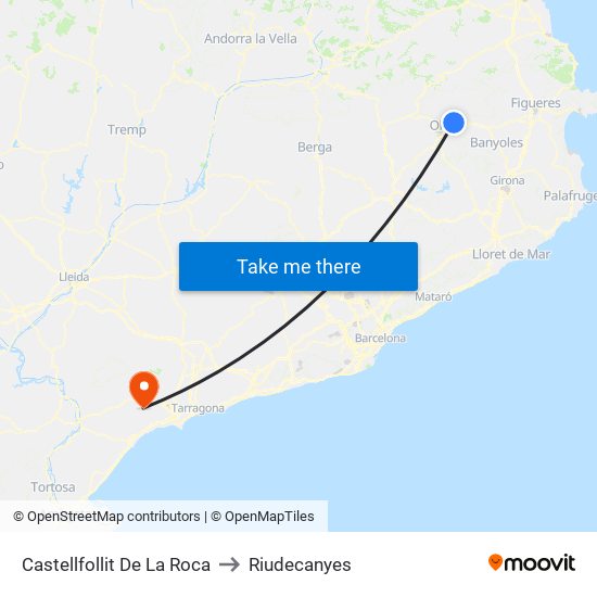 Castellfollit De La Roca to Riudecanyes map