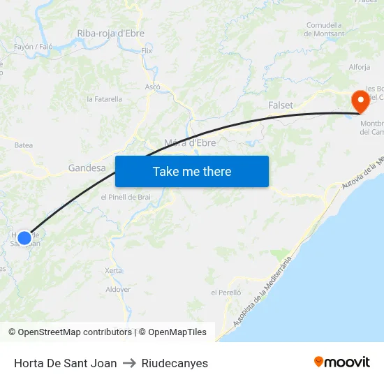 Horta De Sant Joan to Riudecanyes map